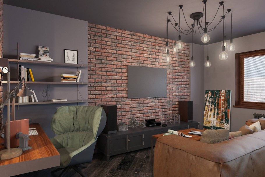 Декоративный кирпич в интерьере