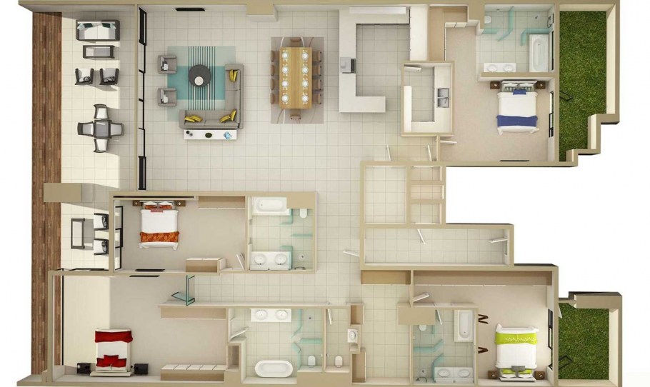 Планировка четрырех комнатной квартиры