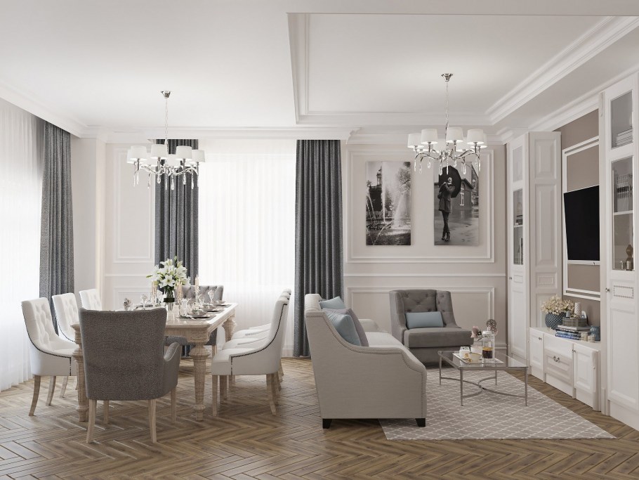 Неоклассика гостиная 20кв