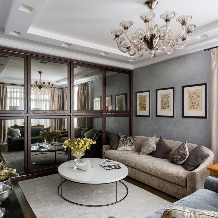 Гостиная 18 кв м в стиле Неоклассика