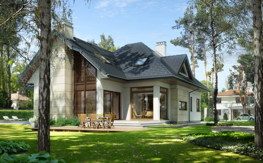 Современные дома с мансардой в европейском стиле