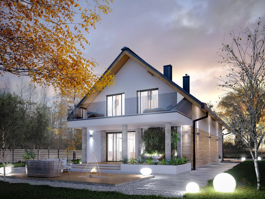 Дом с мансардой и террасой 120кв