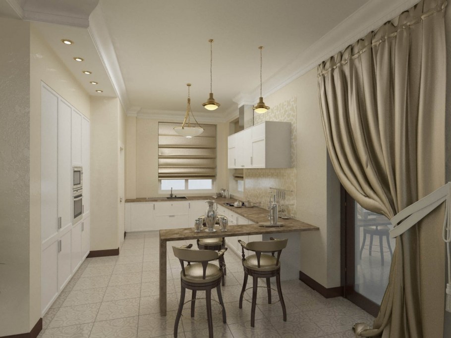 Шторы в кухню-гостиную