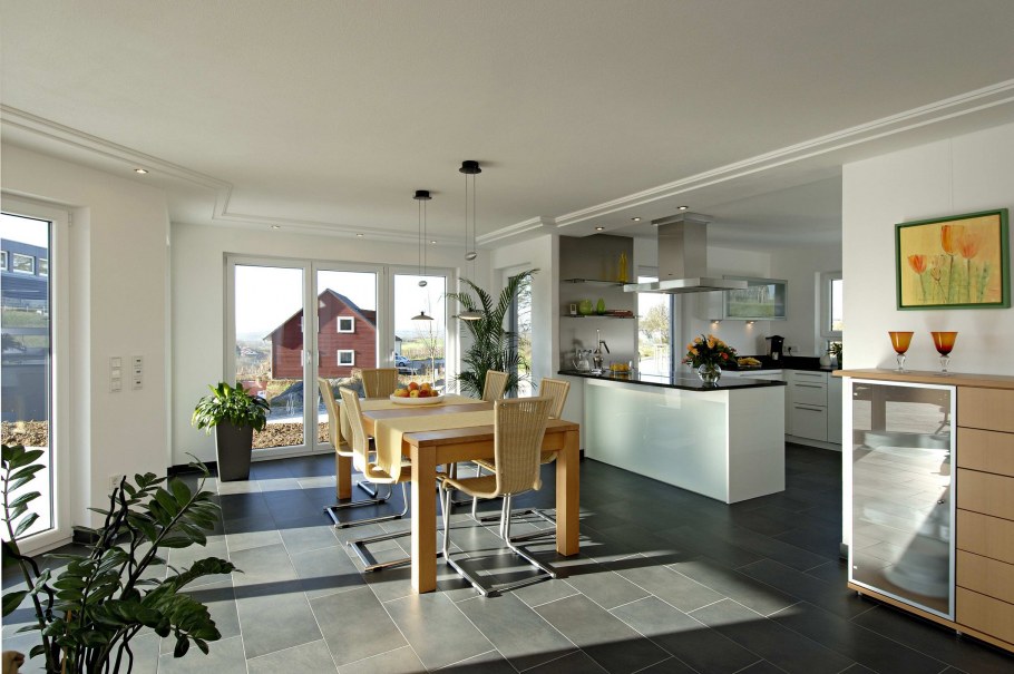 Кухня столовая гостиная с выходом на террасу