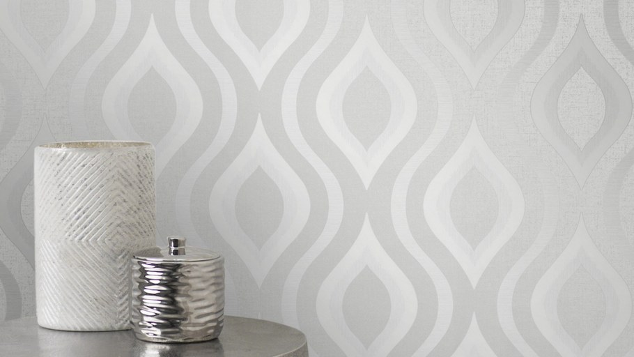 Серебристо серые обои в интерьере