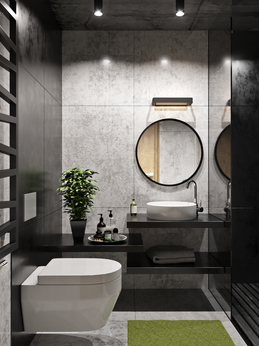 Стильная ванная с туалетом