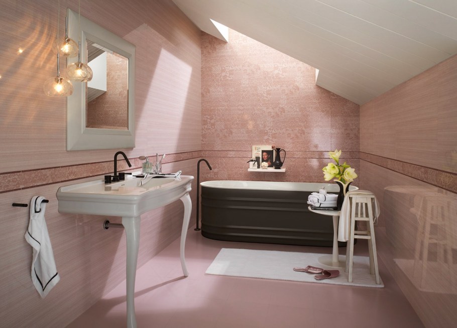 Серо розовая ванна покрасить стены