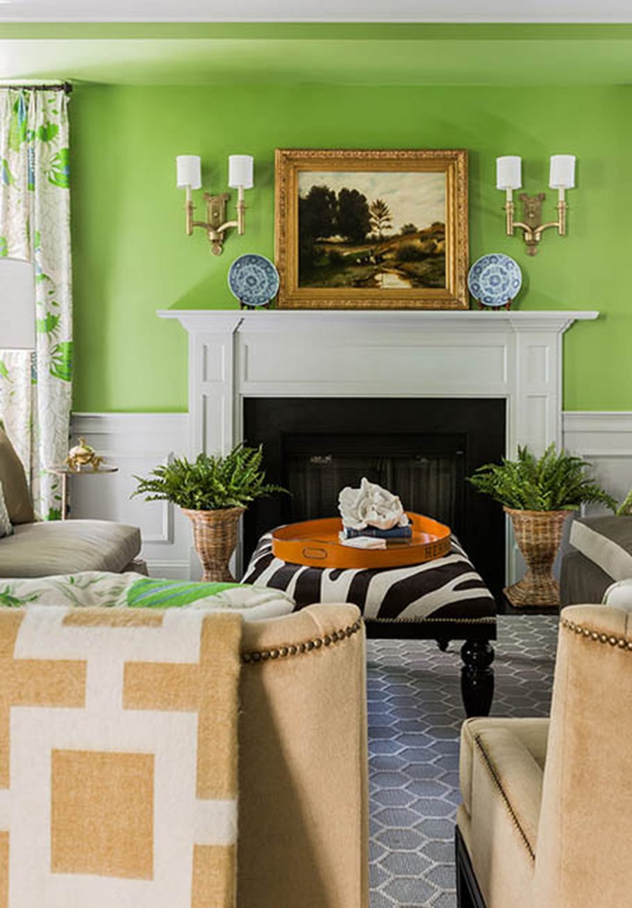 Зеленые стены в интерьере