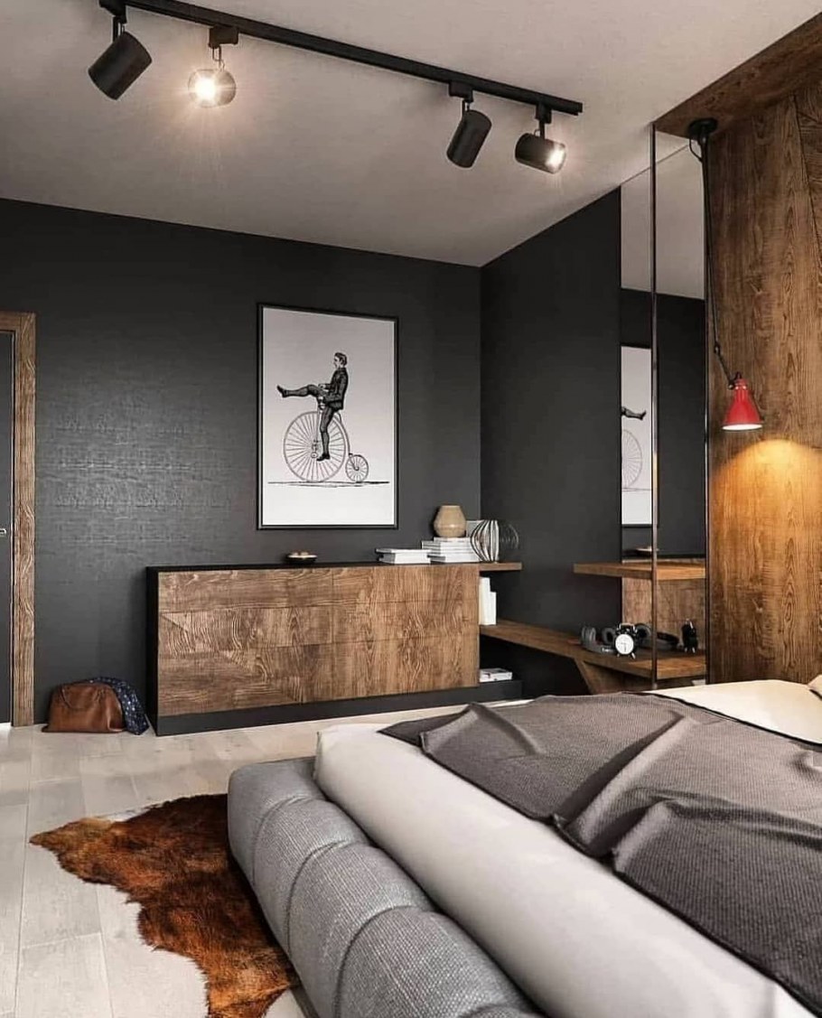 Освещение в спальне в стиле лофт