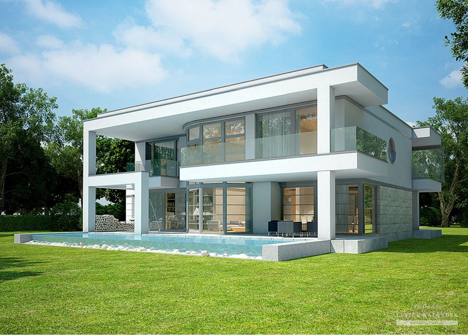 Проекты домов с плоской кровлей и панорамными окнами