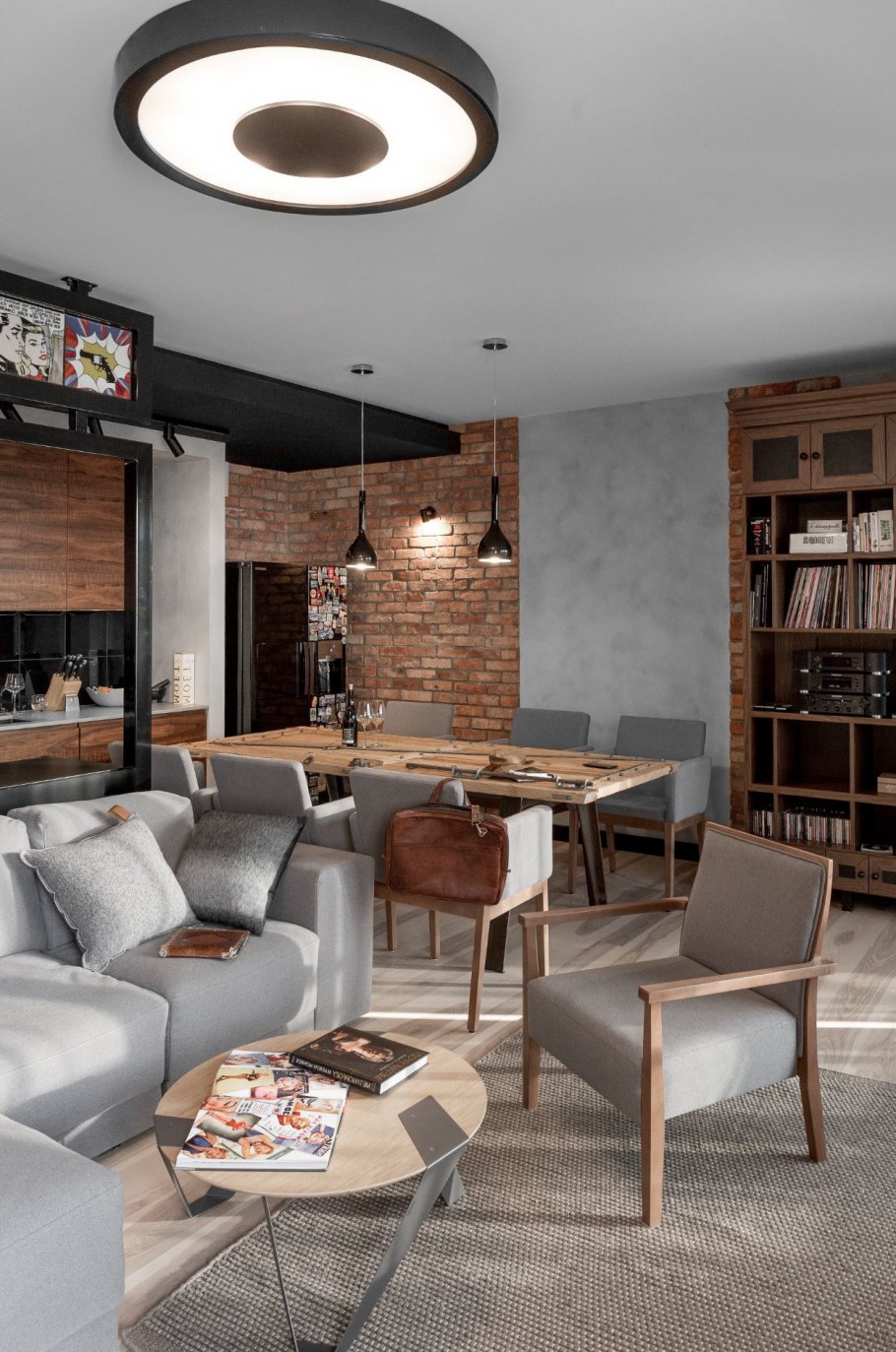 Кухня гостиная в стиле лофт