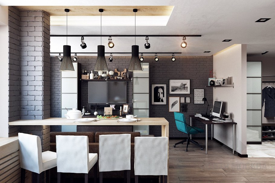 Студия 30 кв в стиле лофт