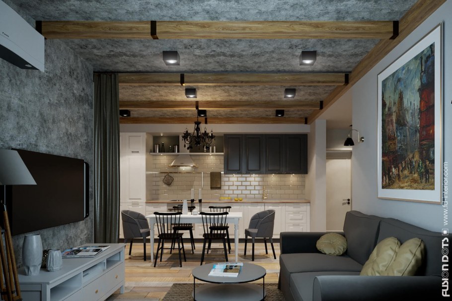 Гостиная Сканди лофт