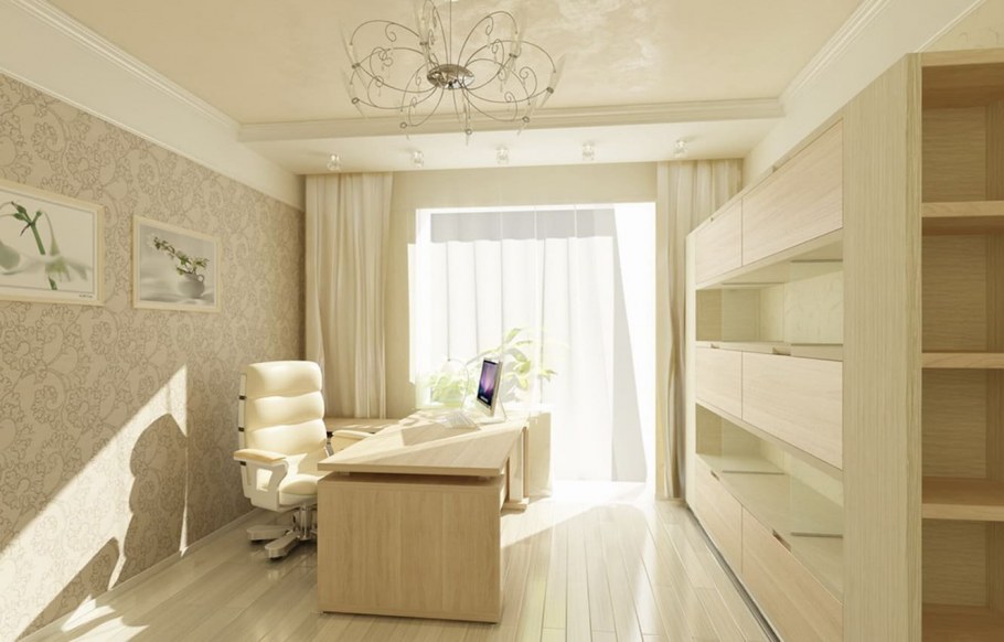 Кабинет в светлых тонах
