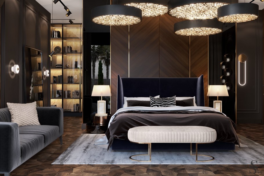 Стильный интерьер спальни 2020