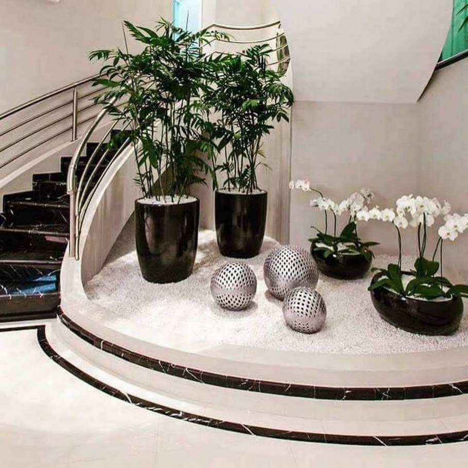 Галька в интерьере зимнего сада