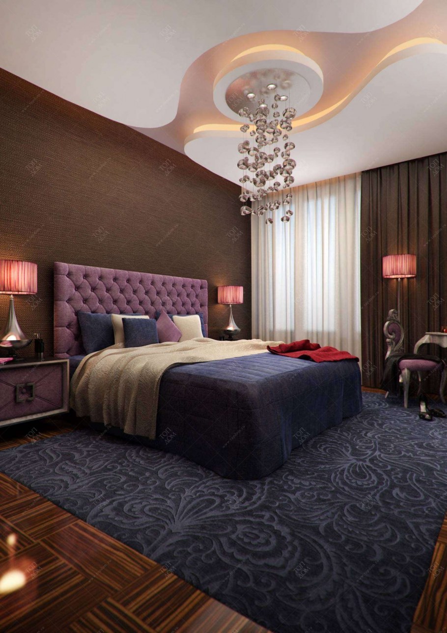 Сиренево коричневая спальня