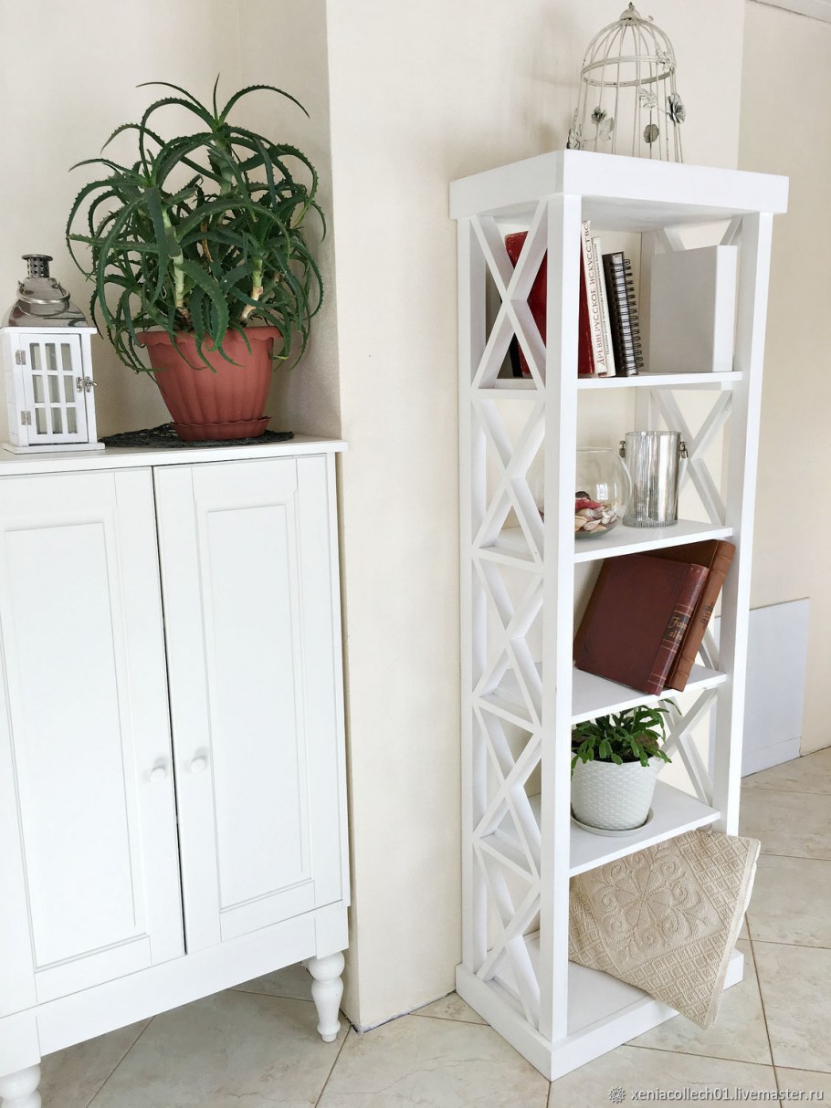 Стеллаж деревянный белый