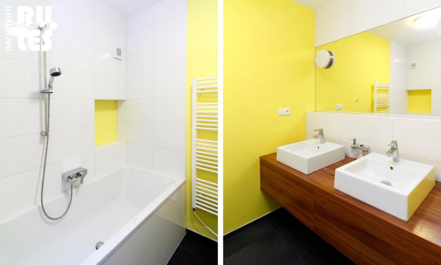 Ванная с желтыми акцентами