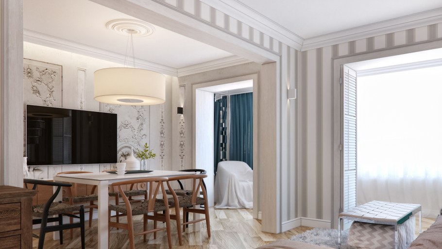 Гостиная без двери в интерьере