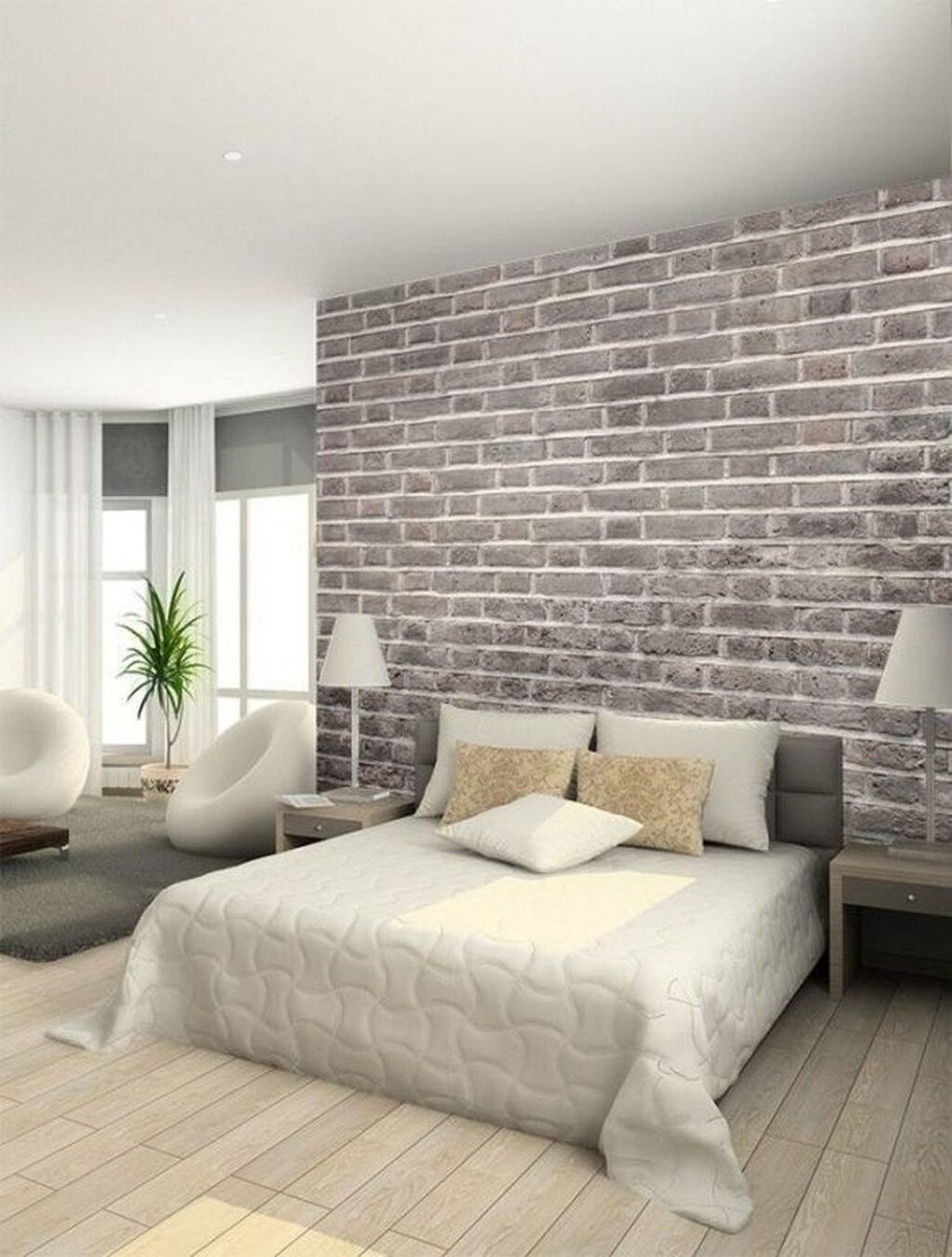 Декоративный кирпич в спальне