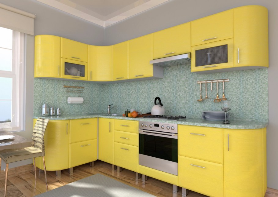 Желтый кухонный гарнитур