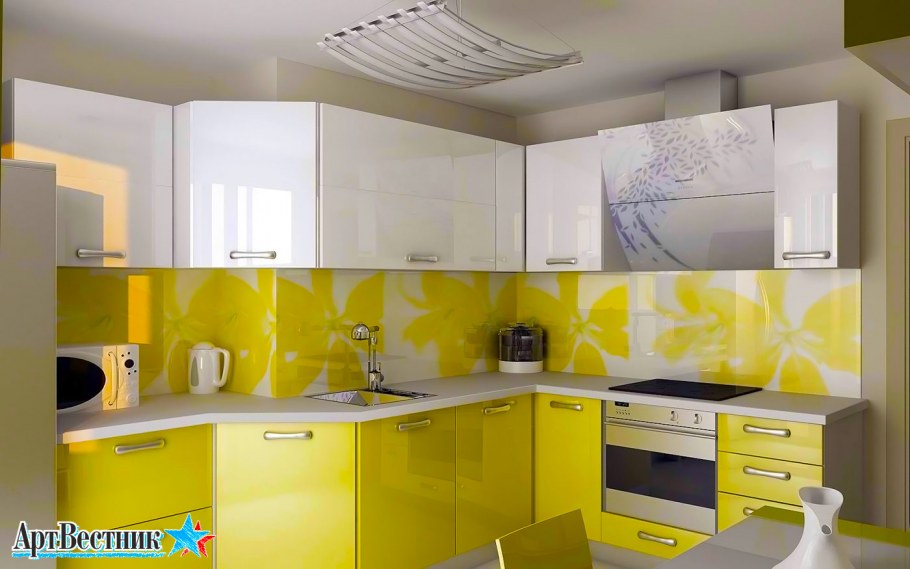 Бледно желтая кухня