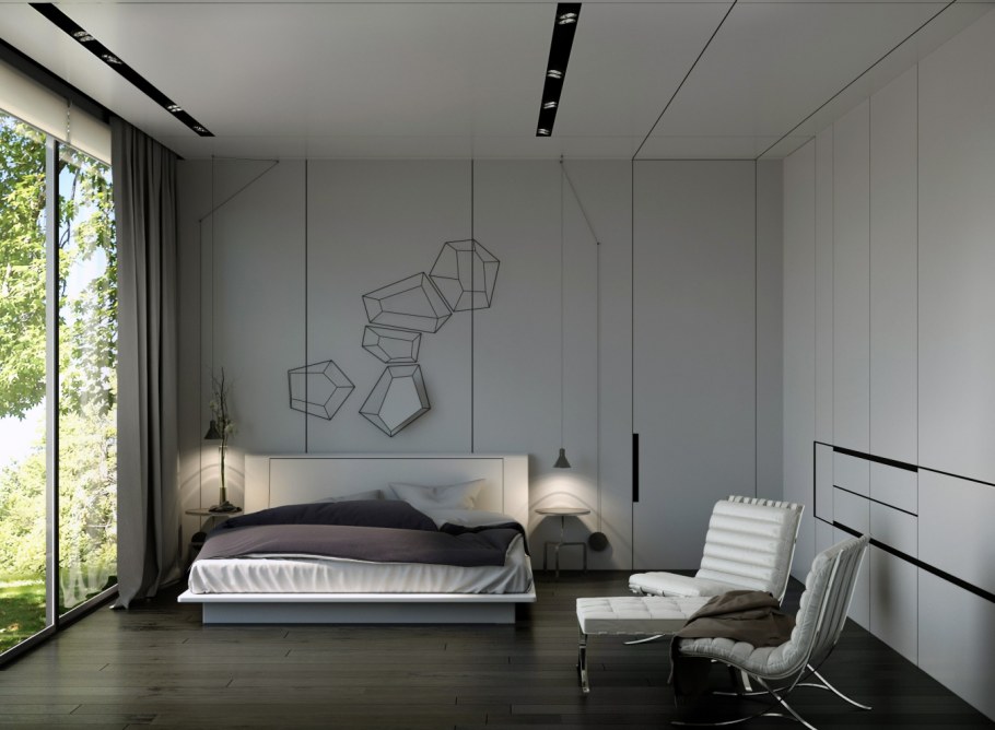 Серо желтая спальня