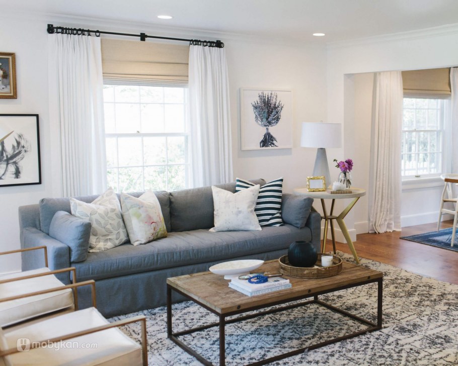 Гостиная с большим угловым диваном