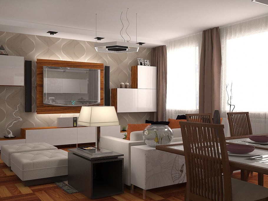 Кухня гостиная Хай тек