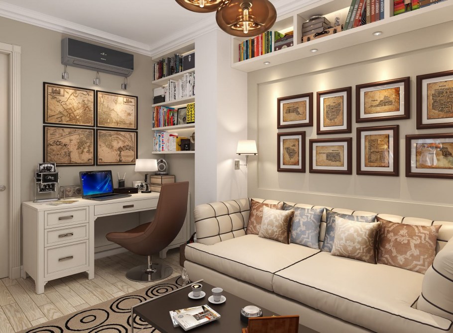 Гостиная совмещенная с рабочим местом