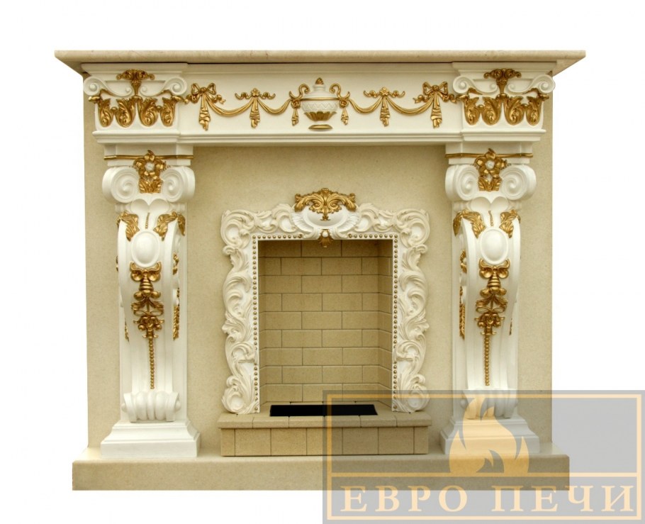 Камин из гипса в интерьере