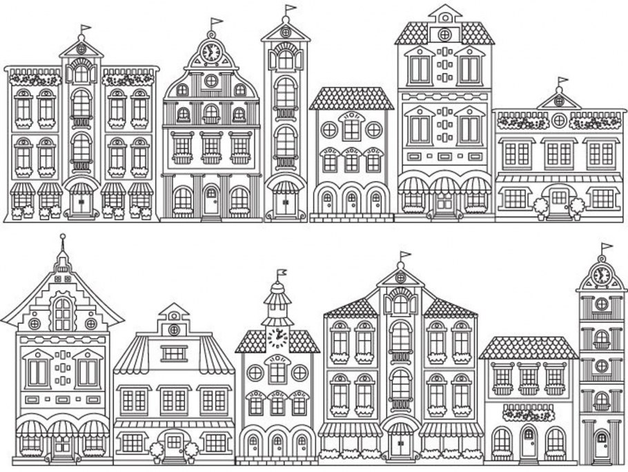 Стилизованные векторные домики