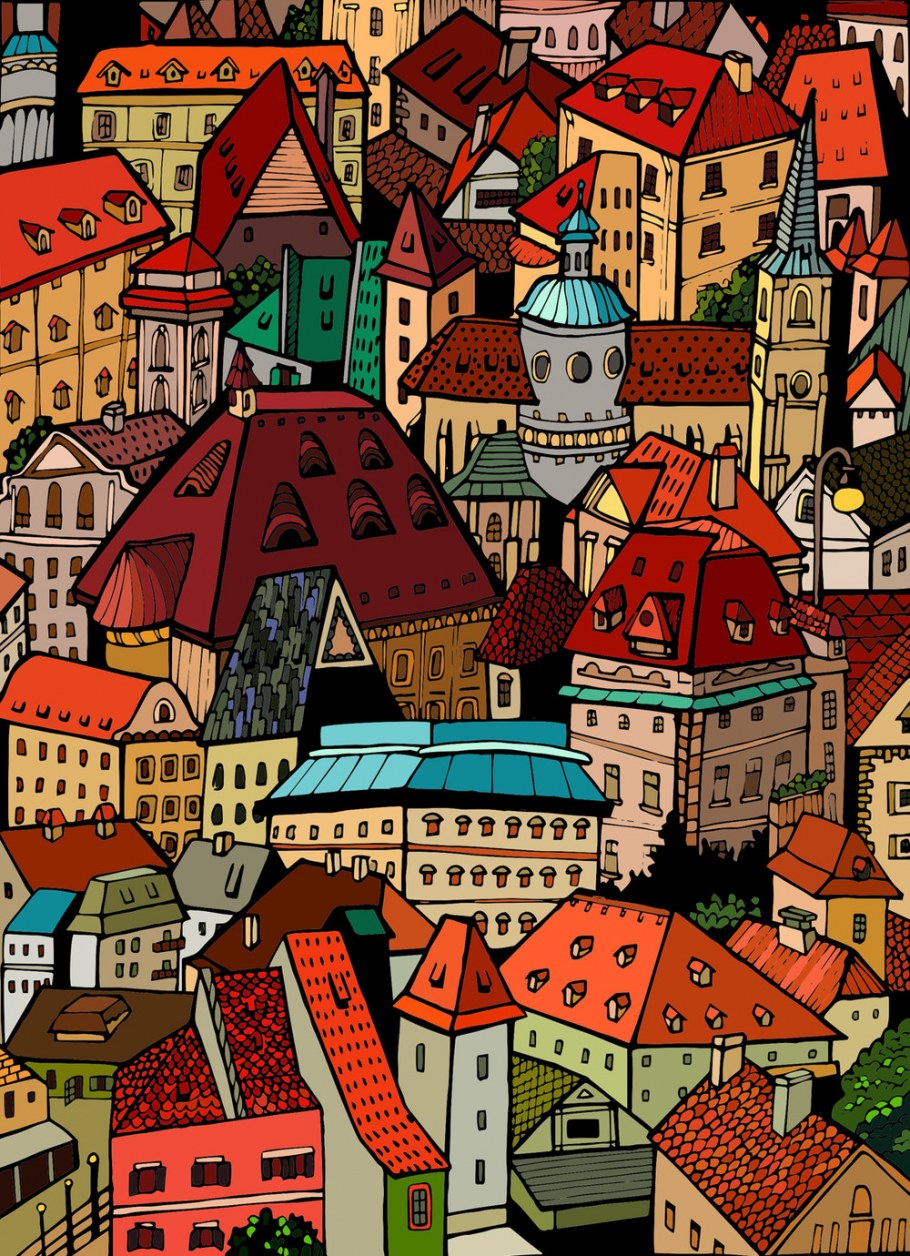 Стилизованный пейзаж города