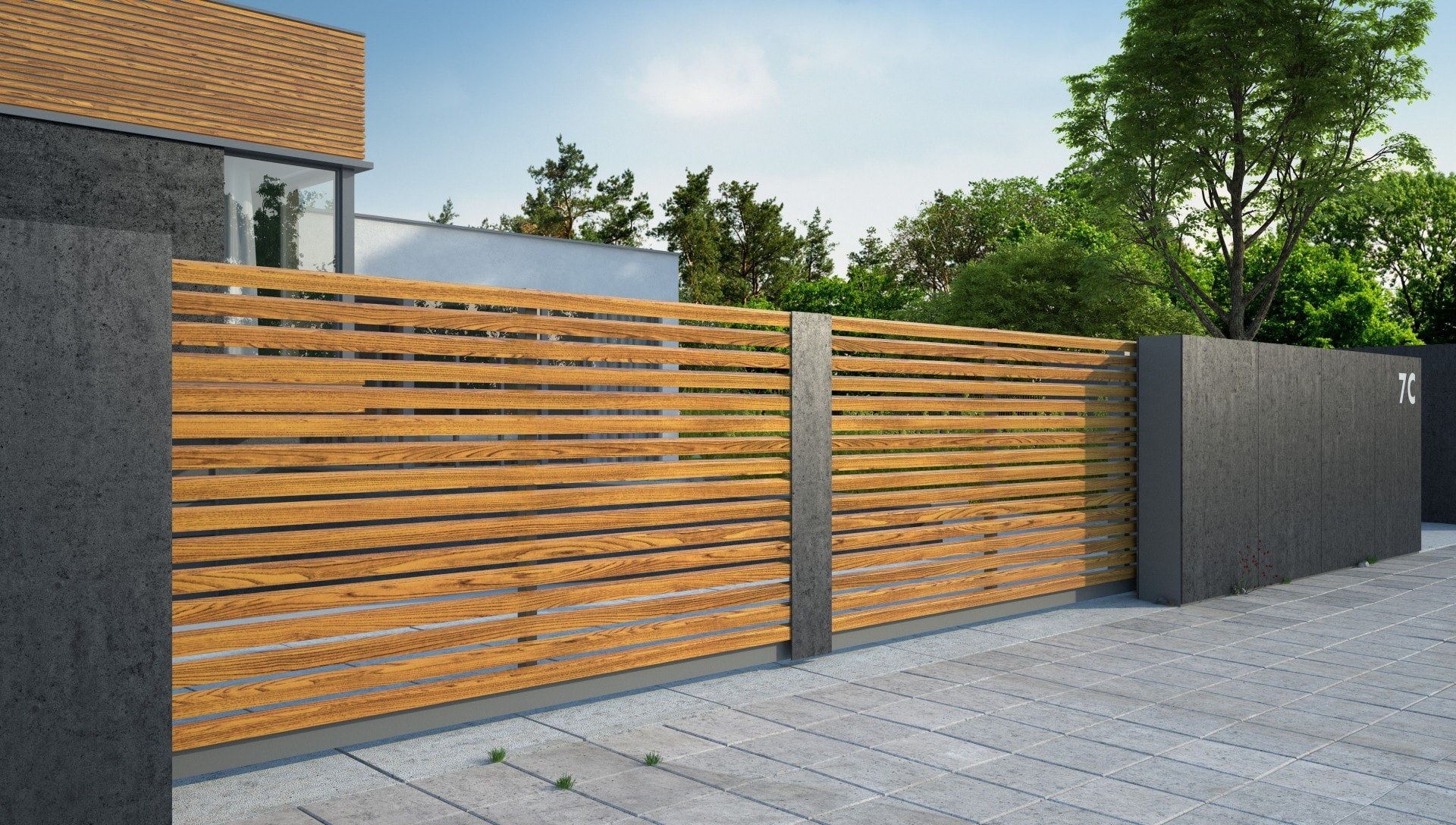 Contemporary Wood Fencing and Gate