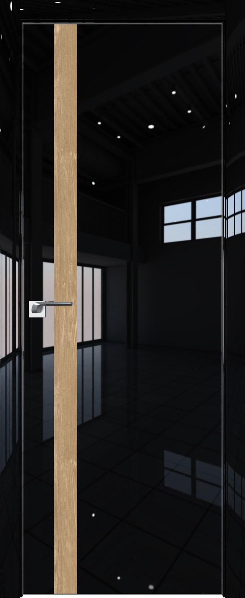 Межкомнатная дверь экошпон profil Doors 8l белый Люкс стекло черное