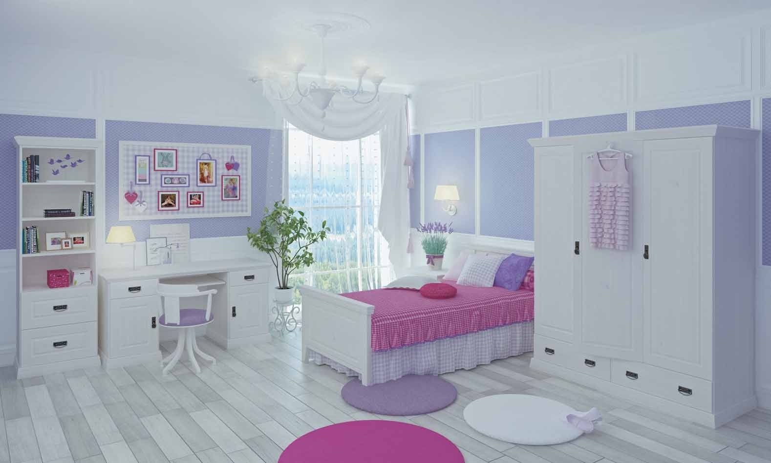 Комната для девочки подростка с белой мебелью