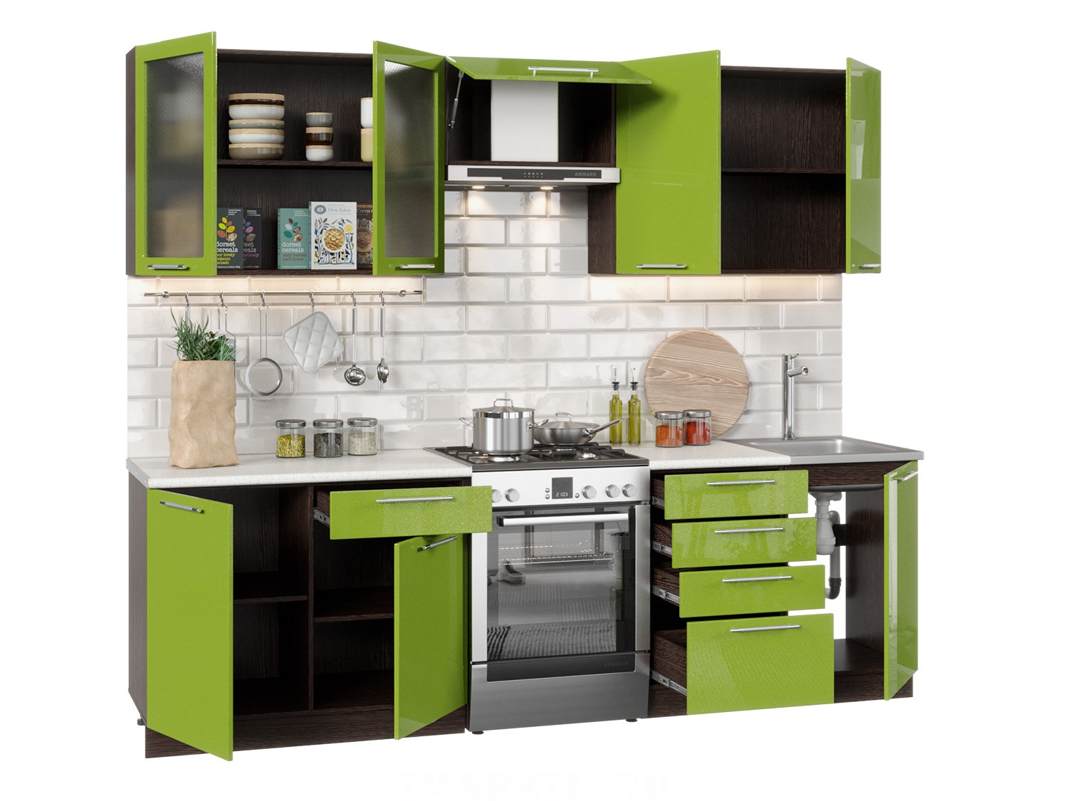 Кухня олива 2.0 зеленый венге. Интерьер центр кухни. Сайт фран