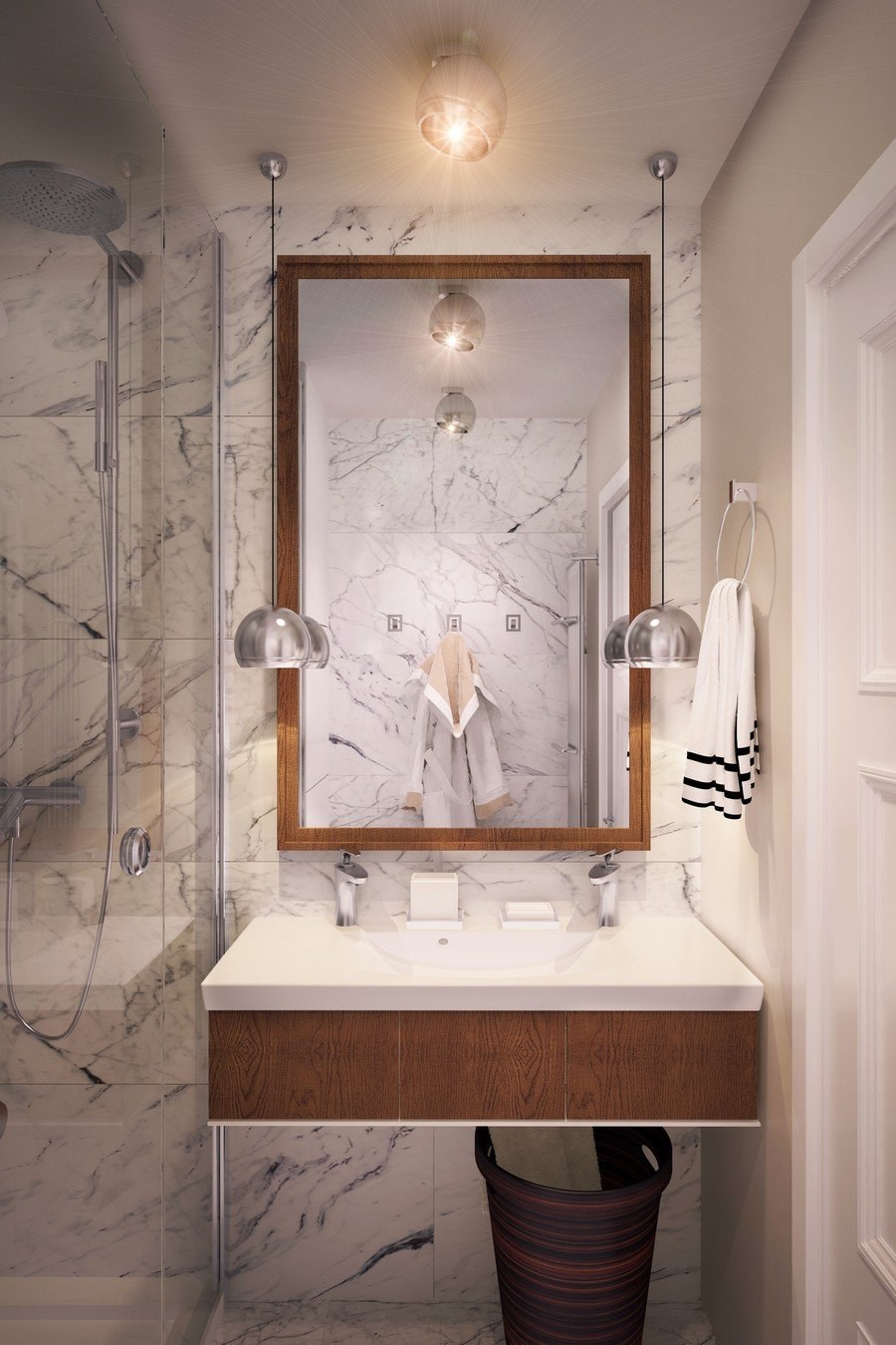 Туалет мрамор и дерево