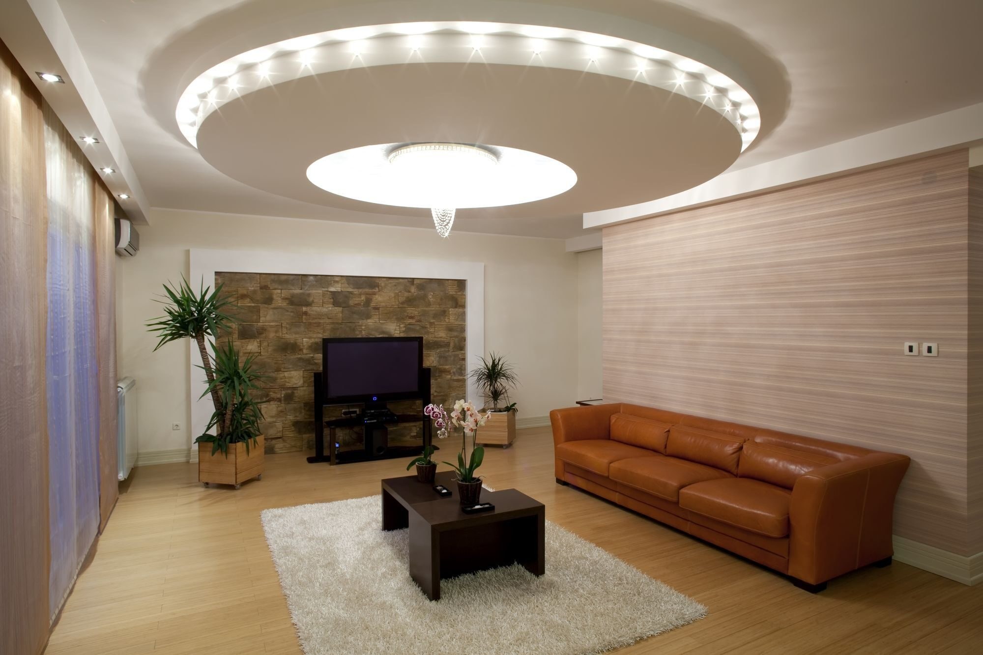 Потолки натяжные с подсветкой для зала дизайн фото