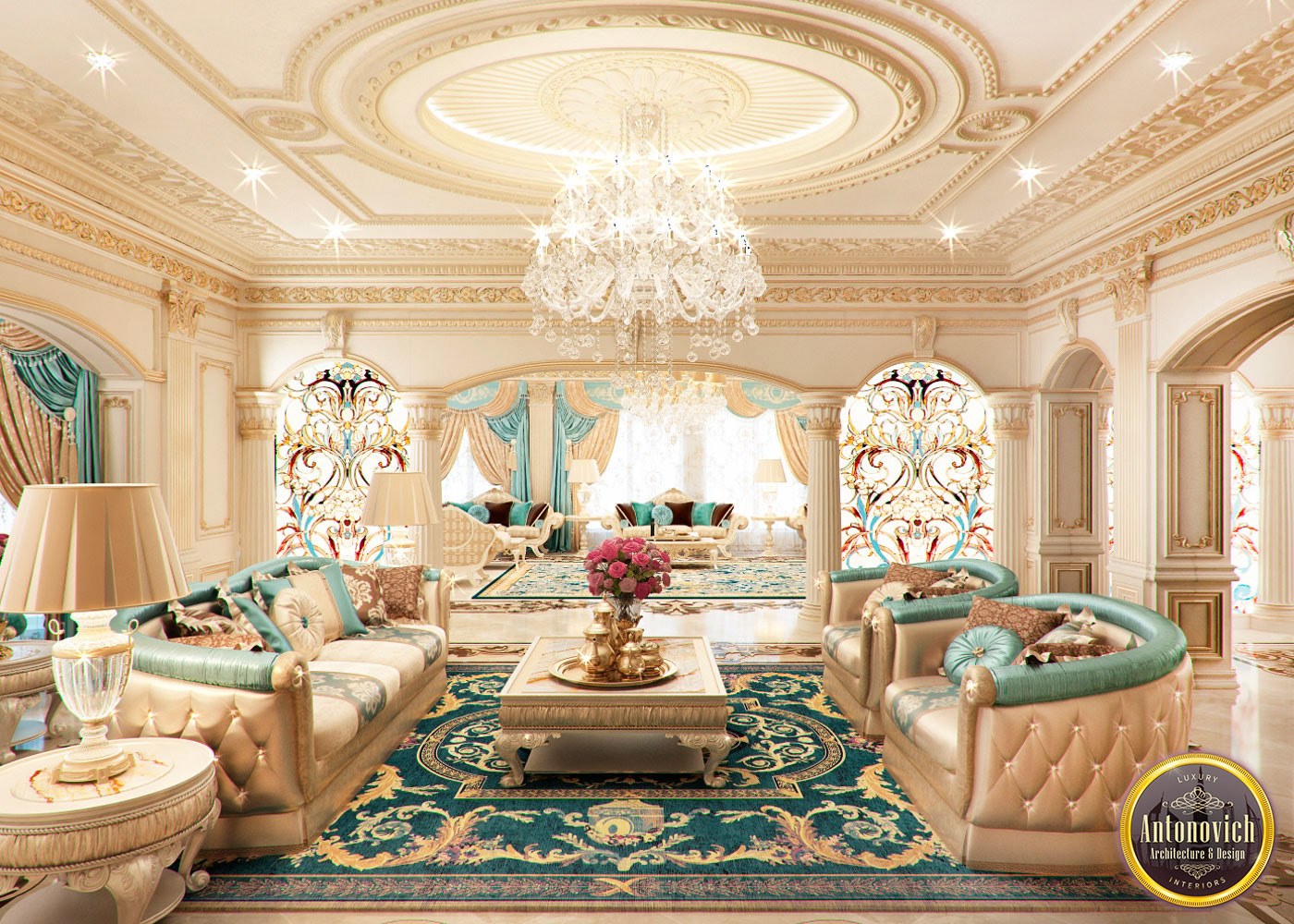 Королевская роскошь 3. Antonovich Design Dubai гостиная. Luxury Antonovich Design Dubai. Antonovich Design арабский дворец. Люксури Антонович дизайн Дубаи.