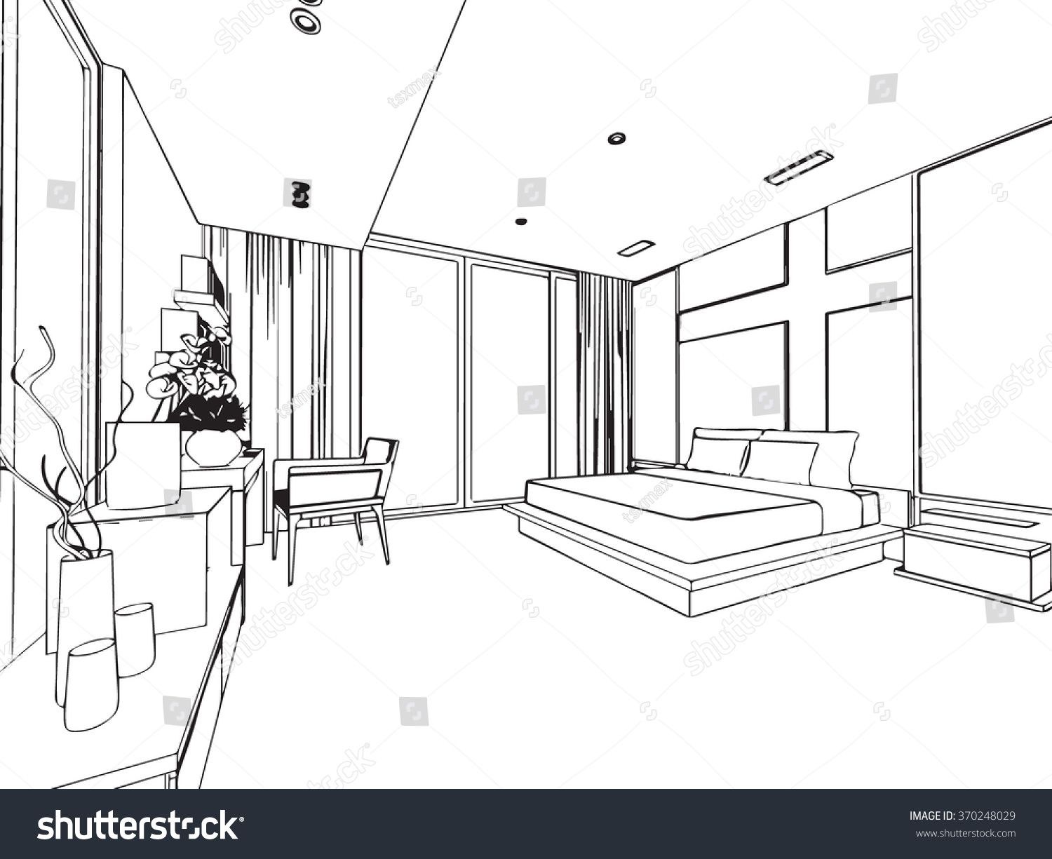 Интерьер помещения комната Графика вектор