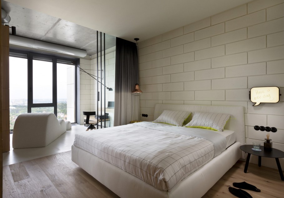 Белая двух кровать Минимализм