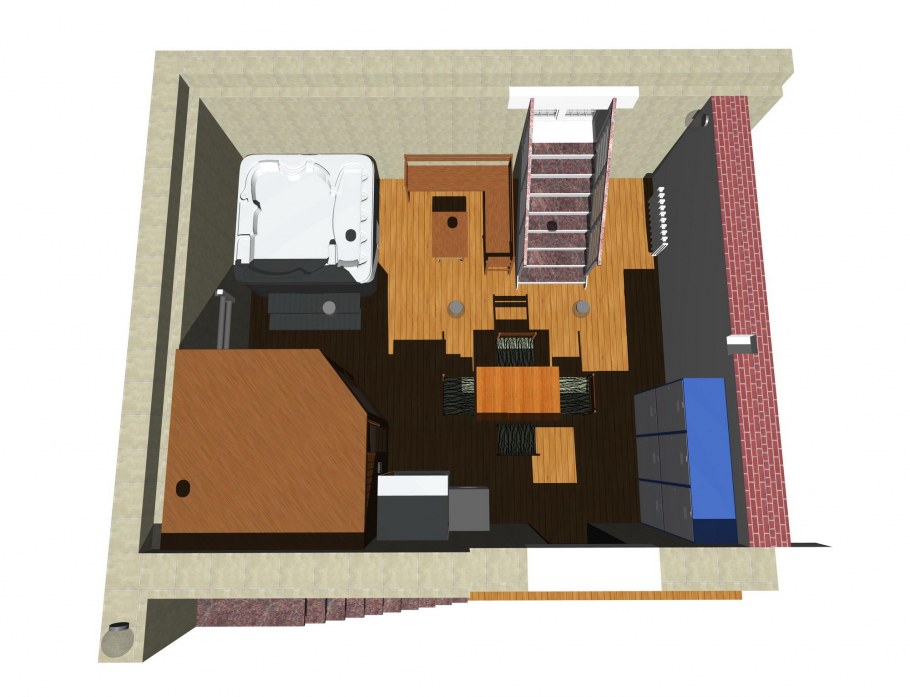 Проект цокольного этажа с сауной