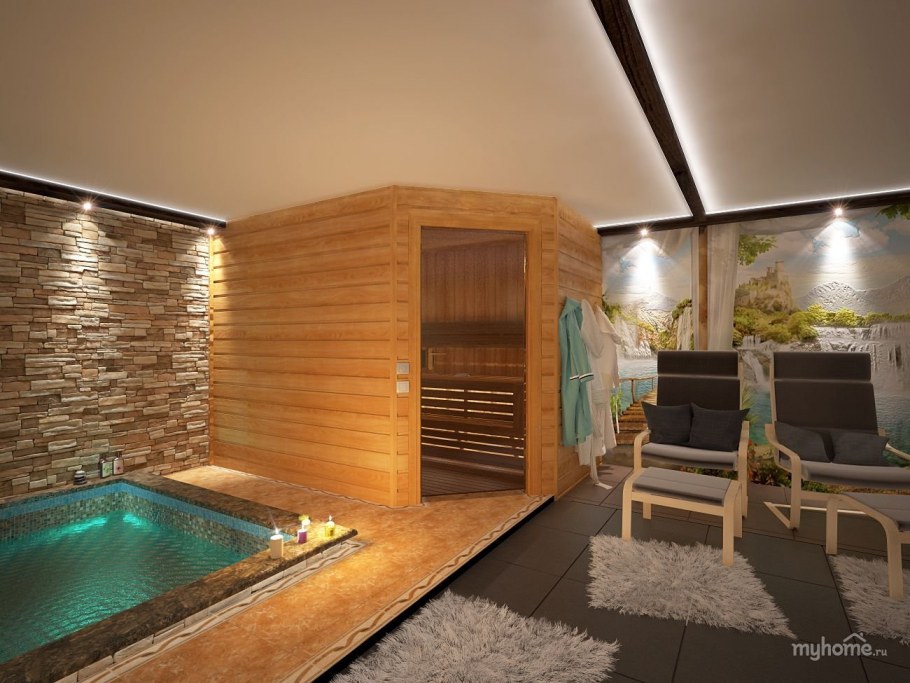 Сауна с бассейном в частном доме