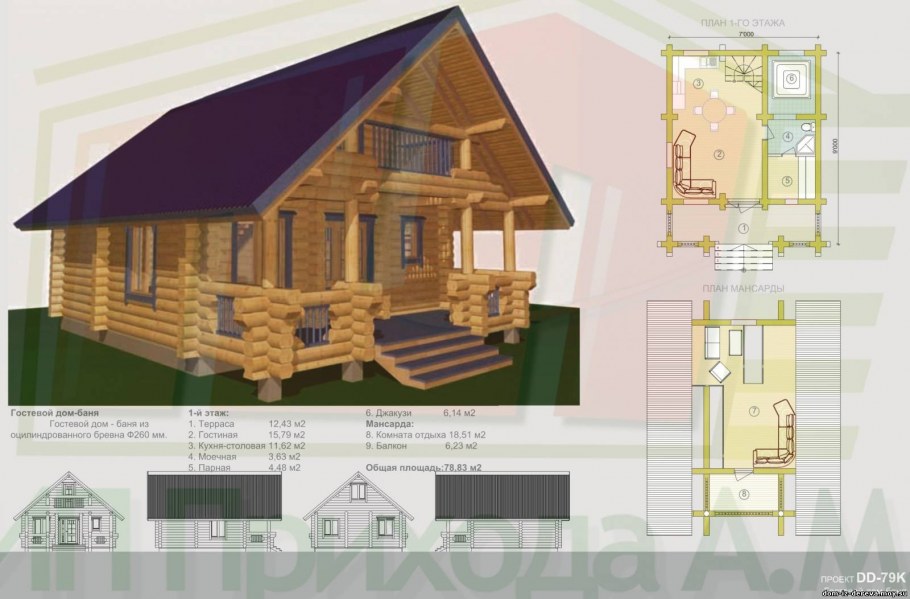 Баня с зоной барбекю