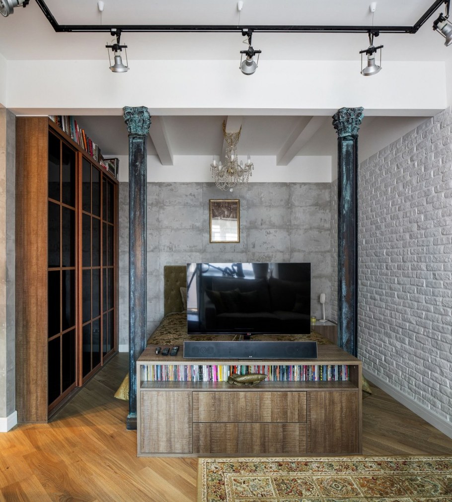 Гостиная в стиле Фьюжн и лофт