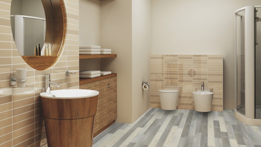 Туалет белый с деревом