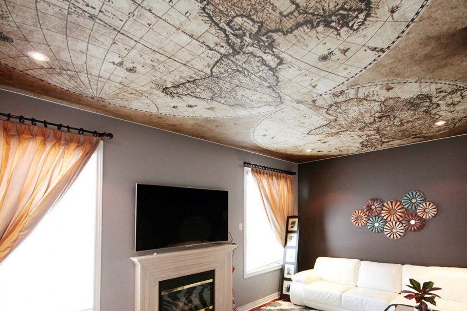 Натяжные потолки в зале