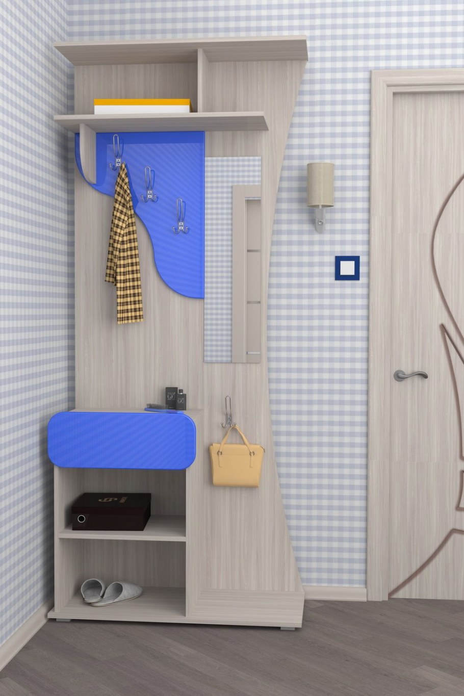 Синие стены в прихожей